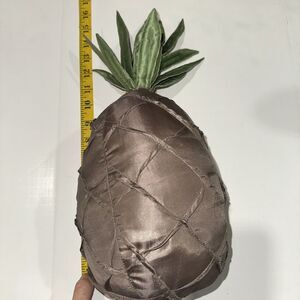 Bess Pineapple Pillow Brown Plush Home Decor Tropical Satin Hawaii Home Decor